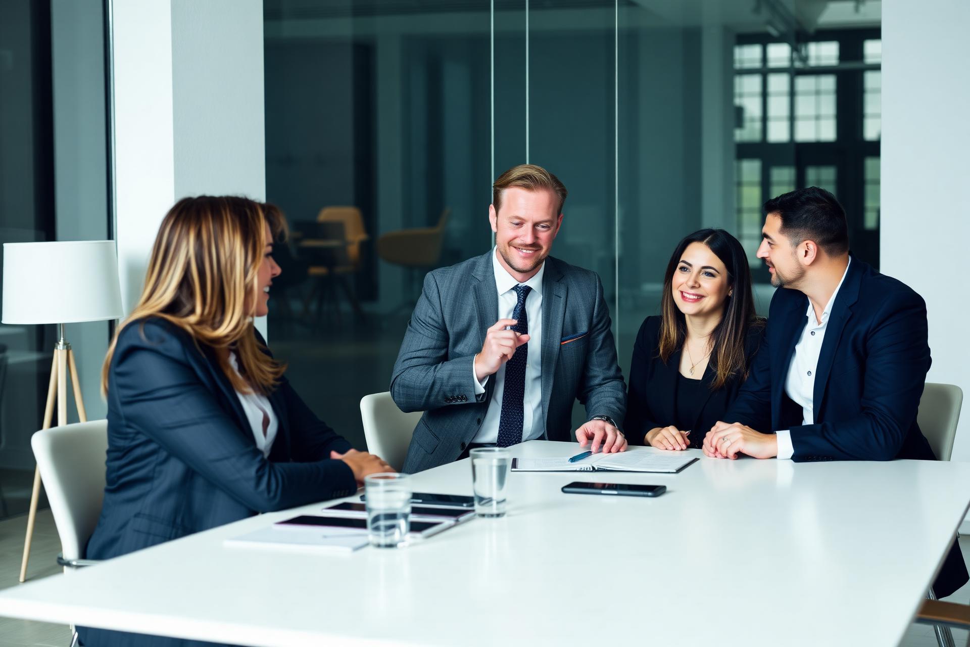 Professionelles Vertriebsteam in einer strukturierten Besprechung